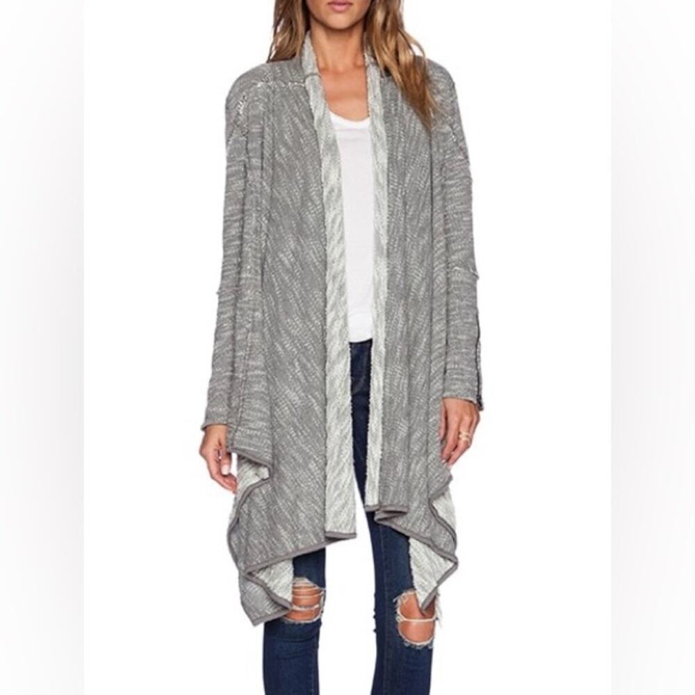 Free People Gray Drape Cardigan T2